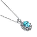 S925 Silver 4g Lab-Created Cobalt Spinel Paraiba Necklace, 7x9mm Pendant, 40&5cm