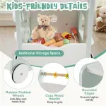 2-in-1 Baby Walker with 8 Fun Activities (Dessert Sorter/Adjustable Clock/Maze) + Side Shop Window (Role Play)-Light Green