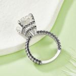 S925 Sterling Silver 8ct Moissanite Ring, 10x12mm D-VVS1 Contrast Black Pave Band, Platinum Plated US Sizes 5-9 GRA Gift Box