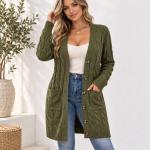 Women's Hemp Pattern Knitted Cardigan Jacket