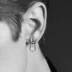 925 Pure Silver Earring Trendy INS Single Silver Jewelry Zipper