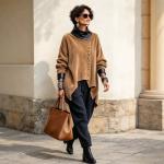 Corduroy And Leather Patchwork Asymmetrical Stand-collar Coat