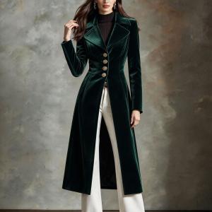 Retro Pleuche Coat Women's Waist-tight Western Style Coat Coat For Women