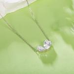 S925 Silver 3g Two Stone Pear Moissanite Necklace, 10x7mm & 8x5mm D VVS1, GRA 42&3cm