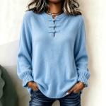 Women's Loose-Fit Casual Knitted Shirt With Stand Collar