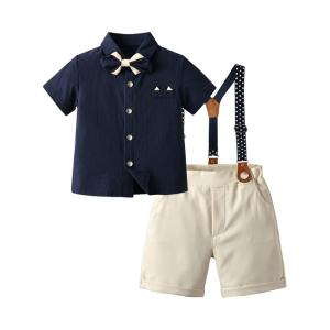 British-style Formal Suit Boys Short-sleeved Suspender Pants Mens