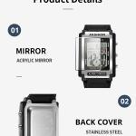 Men's Retro Rectangular Sports Waterproof Luminous Electronic Watch