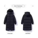 Black Minimalist Down Cotton Coat Extra-long Below-the-knee Style