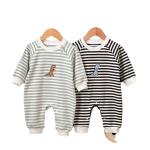 Springautumn New Arrival Striped Dinosaur-embroidered Baby Romper For 0 2 year olds