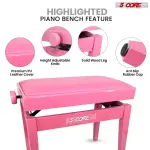 5 Core Adjustable Piano Bench Thick 3.25" Solid Wood Keyboard Stool Heavy Duty Musician Chair