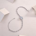 S925 Silver 1ct Cushion Halo Moissanite Bracelet, D VVS1 16&5cm Adjustable, GRA Certified