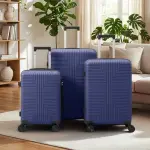 Non-TSA Customs Lock 3-in-1 PP Trolley Case, 20in, 24in, 28in, PP, Navy Blue