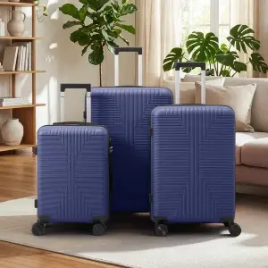 Non-TSA Customs Lock 3-in-1 PP Trolley Case, 20in, 24in, 28in, PP, Navy Blue