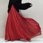 High-grade Nude Pleated Chiffon Big Swing Dress