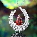 S925 Silver 4g Lab-Created Gemstone Necklace, 10.5x7mm Teardrop, 4 Colors, 40&5cm