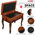 5 Core Piano Bench 3" Padded Cushioned Stool Wooden Heavy Duty Adjustable Musician Chair W Storage - PNB WD HD CML BR