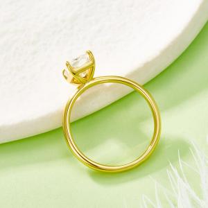 S925 Silver 2.0g Gold Plated 2ct Moissanite Ring, 8x6mm D VVS1 Radiant Cut, GRA Certified US 5-9