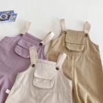 New Spring Girls Western Style Overalls Baby Contrast Color Boys Korean Style Pants