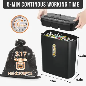 10-Sheet Strip Cut Paper Shredder, P-2 Security Level With 3.17-Gallon Basket, CD & Credit Card Shredder - Durable & Fast - Jam Proof System -ETL Certified Home Office Shredders - FBAShipping