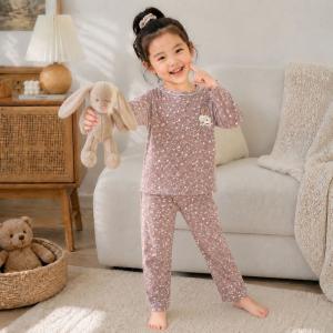 SpringAutumn Boneless Boys And Girls Autumn Top And Pants Set 7A Antibacterial Underwear Set
