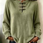 Women's Loose-Fit Casual Knitted Shirt With Stand Collar