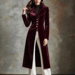 Retro Pleuche Coat Women's Waist-tight Western Style Coat Coat For Women