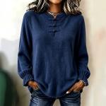 Women's Loose-Fit Casual Knitted Shirt With Stand Collar