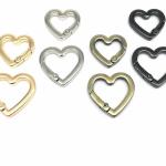 (silver)Spring Gate Heart Shape Ring Open Leather Bag Handbag Belt Strap Buckle Connecter Key Findings Pendant Snap Clip Trigger Hook