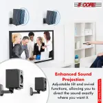 5 CORE Speaker Wall Mount Adjustable Shelf Holder Swivel 180 Degree Bookshelf Brackets - 15 Inch Space For Speakers Pair Holds Upto 55lbs - WST 04-15 Pair