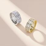 S925 Silver 4.5g Wide Moissanite Eternity Band, Baguette & Round D VVS1, GRA Certified US 5-8