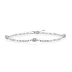 S925 Silver 6g Platinum Plated Moissanite Bracelet, 3x4.0mm D VVS1 Adjustable, GRA Certified