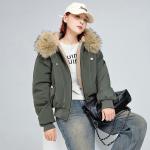 Hooded Cotton Coat With A Large Fur Collarfashionable And Easy To Style