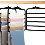 Multi-layer flocked pants rack-black-3 pack-pe bag