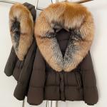 Cross-border Fox-fur Collar Mid-length Down Jacket, New Winter Style, Waist-cinching And Slimming, High-end Korean-style Fur Coat For Women