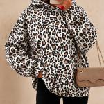 Women's Leopard-print Hooded Fleece-lined Sweatshirt