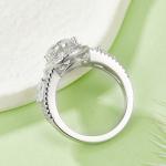 3 Carat Oval Moissanite Engagement Ring, Double Halo S925 Silver Platinum Plated 8x10mm D Color VVS1 With GRA Certificate, US Size 5-9.