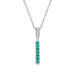S925 Silver 3g Lab-Created Emerald Bar Necklace, 1.8mm Stones 42&3cm, D VVS1 Moissanite, GRA Certified