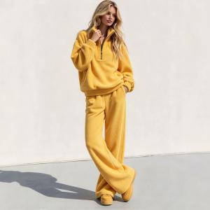 Women's Fleece Two-Piece Set With Pants Casual Home And Sports Outfit