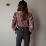 European And American Vintage Velvet Women's V-neck Blouse