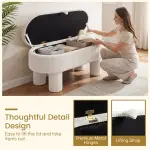 Beige 42 Inch Corduroy Storage Bench, Plush Foam Cushion & Hidden Compartment, 400LBS Seat Weight Capacity