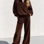 Women's Fleece Two-Piece Set With Pants Casual Home And Sports Outfit