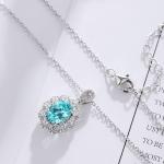 S925 Silver 4g Lab-Created Cobalt Spinel Paraiba Necklace, 7x9mm Pendant, 40&5cm