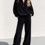 Women's Fleece Two-Piece Set With Pants Casual Home And Sports Outfit