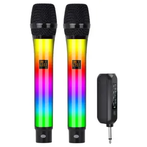 5 Core Microphone Wireless Karaoke Singing Mic Rechargeable Microfono W Lights