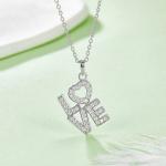 S925 Silver 1.7g Moissanite LOVE Necklace, Pave Heart Pendant, D VVS1, GRA Certified 42&3cm