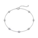S925 Silver 1.4g Moissanite Bracelet, 7pcs 3mm D VVS1 GRA Certified, 16&5cm Adjustable