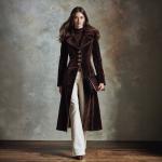 Retro Pleuche Coat Women's Waist-tight Western Style Coat Coat For Women
