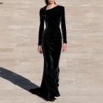 Elegant Velvet Bodycon Off-shoulder Pencil Skirt Womens Dress