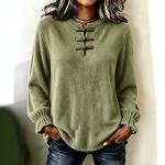 Women's Loose-Fit Casual Knitted Shirt With Stand Collar