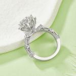 S925 Sterling Silver 2ct Moissanite Ring, 8mm D-VVS1 Star Halo Split Shank, Platinum Plated US Sizes 5-9, GRA Certificate Gift Box
